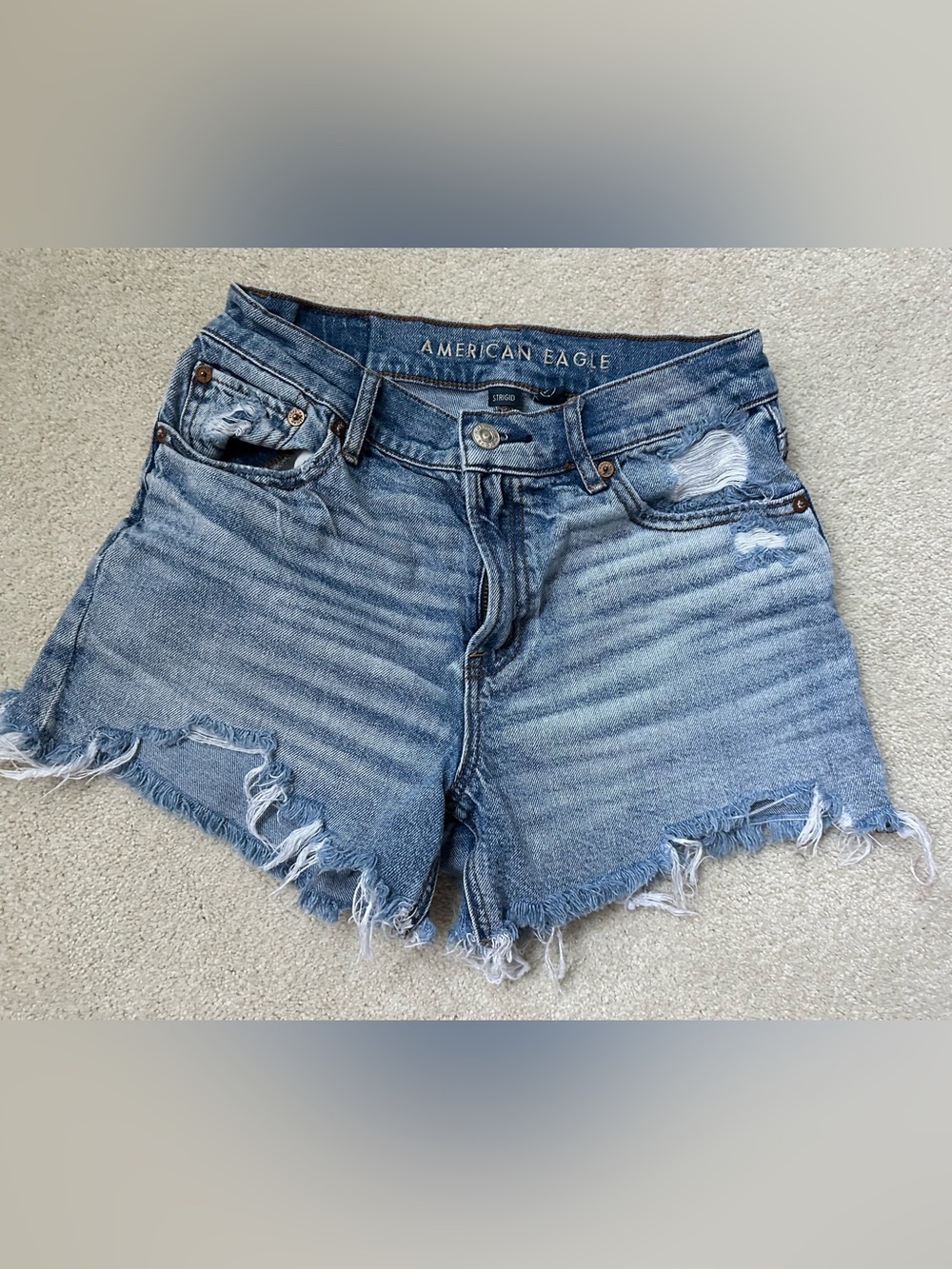 American Eagle Outfitters Medium Blue Distressed Denim Shorts